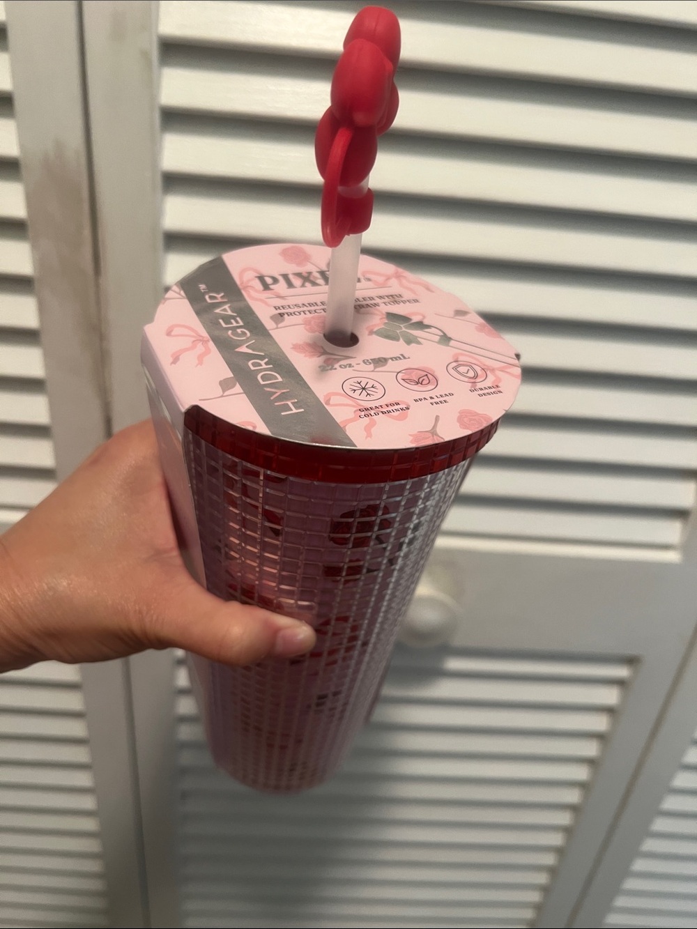 Pixi Hydragear Insulated Travel Tumbler in Pink and Red